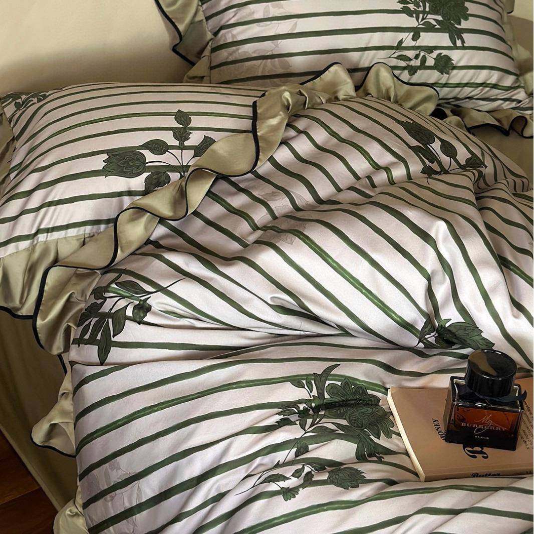 100s长复绒棉四件套纯花棉全棉52395被套床单美上式古卉床用品数