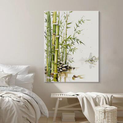 现代简约竹绿色过新中式客装饰画节节高升厅DIZ子玄关道挂画