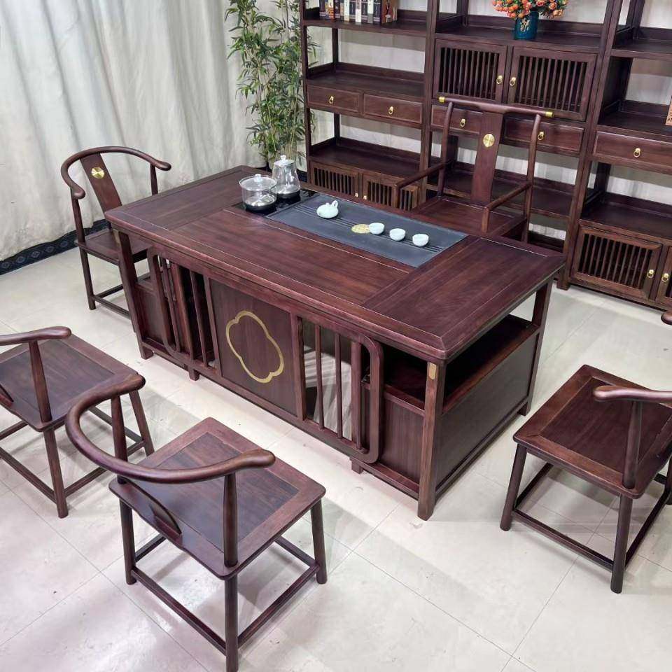 新中式实木形茶几功家用办公茶台实木IGF茶茶桌椅组合紫檀色方夫,商业/办公家具,茶台/茶桌,淘宝优惠券,粉丝福利购,淘宝优惠卷