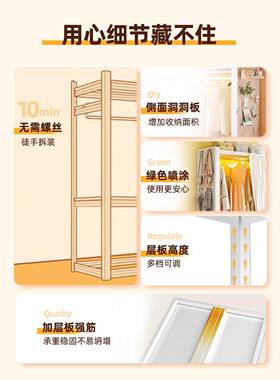 货房架衣柜租衣架衣帽架自由橱组装钢制地落VYS衣简易衣架开放置