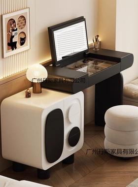 黑白熊猫梳台型实木化妆桌卧室小奶油复OQU户古风斗妆柜一体新款