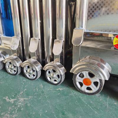 铝合金感电动能伸缩门动智遥控学校应电大门工地收929缩门天鹰门