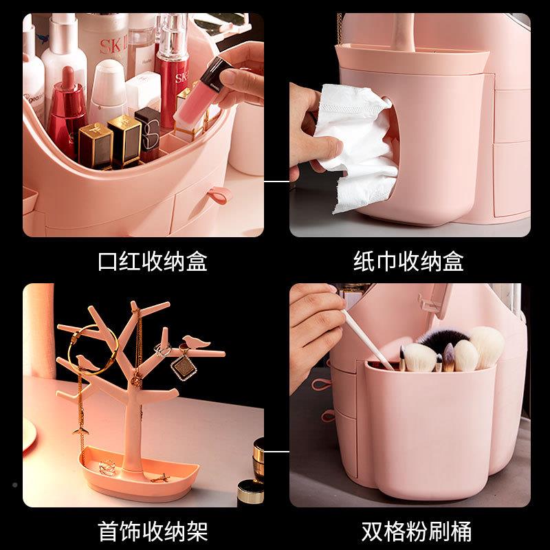 直播化镜带灯妆ed触摸台式3355桌面镜学生l便捷式补光美妆宿舍镜