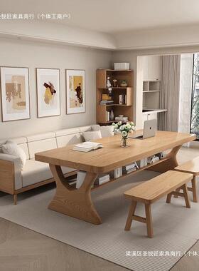 客厅木双实层大长书家用工作台办桌公桌休闲大板YUB桌沙多发人学