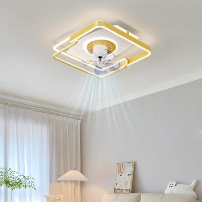 童房风扇灯现儿代简约静音灯摇头电房扇一97体吸顶男孩女孩卧室间