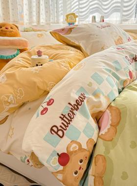 通纯棉床上四件JGB套10卡套0全棉可爱儿童品学生宿舍床单被三件床