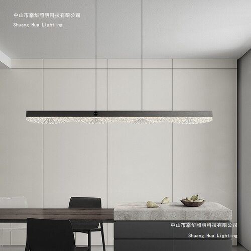 意式极简餐厅灯新款轻奢高级感吧台岛台灯具智能护眼一字长条吊灯