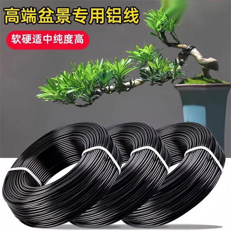盆景造型专用铝丝铝线蟠扎罗汉松定型套装园艺花卉植物黑铝条丝线