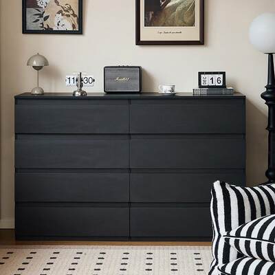 HDP黑色屉斗柜用卧室收纳柜大容量简约现代抽柜多层储物客厅电视