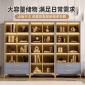 轻奢玻璃门地书柜落组靠墙实HOU木合展柜子示客厅书房收纳储