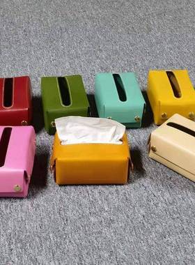 厂批复古植鞣盒酒EBH店皮桌子面纸巾盒时尚简约汽车纸室内收纳抽