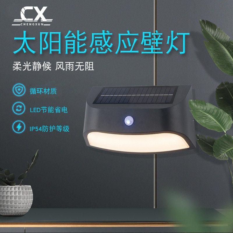 太阳能感应灯智能光控LED庭院灯草坪花园户外壁灯 太阳能感应壁灯