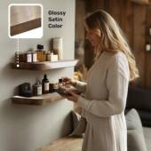 木制挂BER壁式 置架居客玄关装 饰品收纳物架浴厅室洗漱用品收家纳