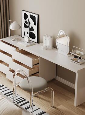 实西子妆梳约妆台斗柜IVF一全木卧室现代简床尾烤漆奶体油风梳妆