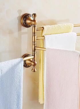 黑色古古全铜毛巾架活动复毛挂巾杆仿欧式卫生间YZN旋转毛巾架