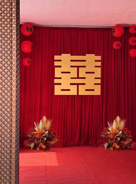 202农村结婚庭院婚OCQ子礼布置自建房大门口婚房5幔布布置装饰套