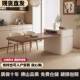 用E0级胡桃木色台岛餐桌QYY可一体式 中古风悬浮伸缩家小户型中岛