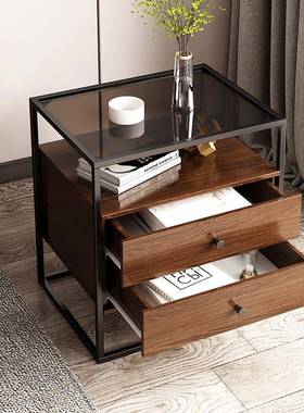 子床头现简约卧室代出租房收46050纳迷你床边柜柜意式轻奢风小型