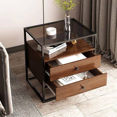 子床头现简约卧室代出租房收46050纳迷你床边柜柜意式轻奢风小型