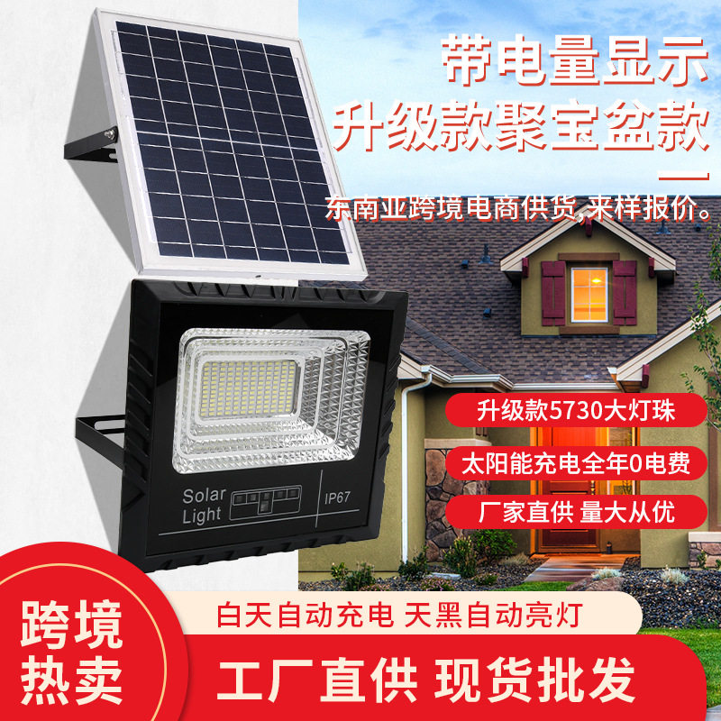 跨境太阳能灯家用户外庭院灯新农村灯人体感应灯聚宝盆投光灯智能