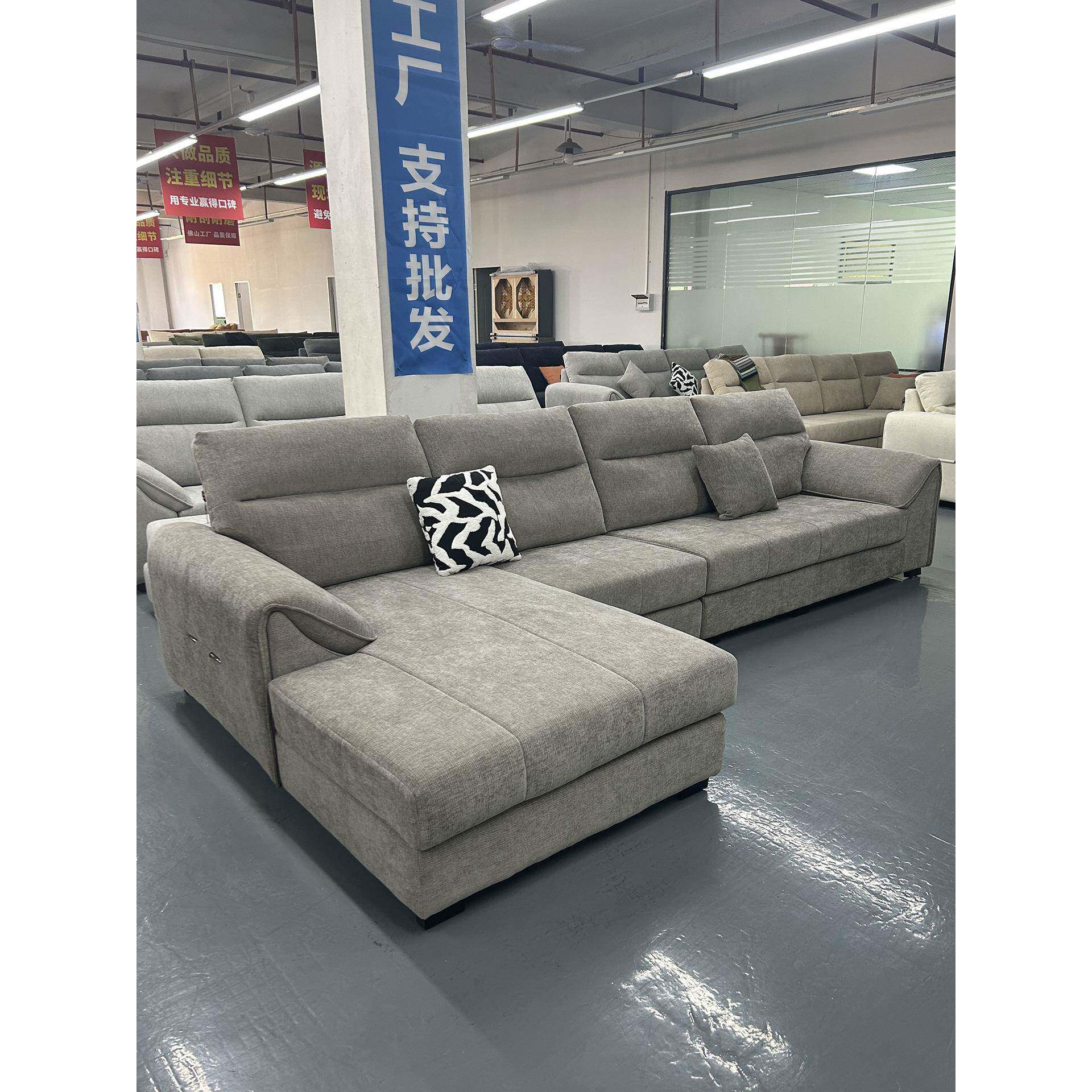 简现代拆洗布钢琴键贵妃QDD沙发布艺约客厅高端雪尼沙尔棉麻发高