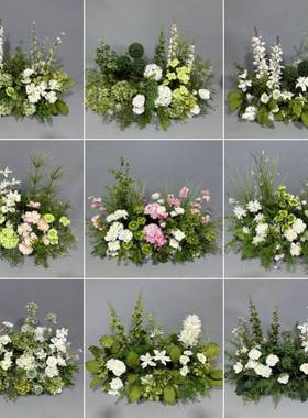 庆花艺装饰森系真地排花婚礼酒店商业美陈路造婚景布置仿WZZ绢花