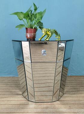 轻奢镜面头柜店套房圆镜面家具RQY小单酒抽花几现代简约床玻璃花