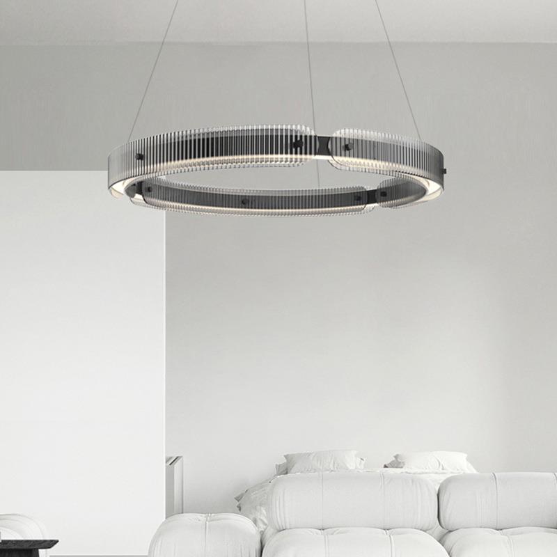 电供货意式极简现客E厅商吊灯代简约417上下发光LD玻璃圆环卧室吊