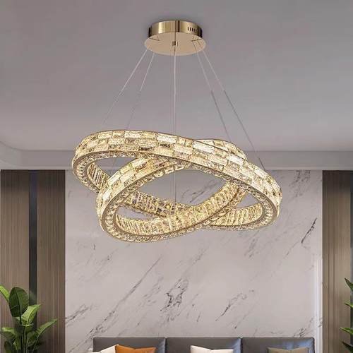 轻别奢水晶大690吊灯客厅餐厅墅样房高端气创意圆环卧室板中山灯