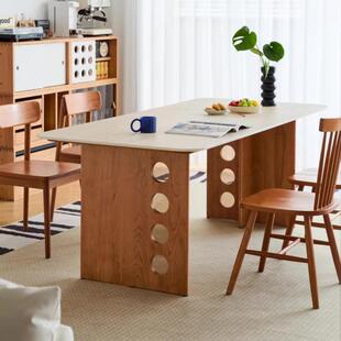 代小记家具AWD古风岩板餐桌家用中中小户日型现简约全实木餐桌工