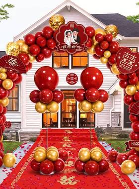 气球拱门结婚礼架门室外大口场HDA景装饰支村路引婚庆现场农布置