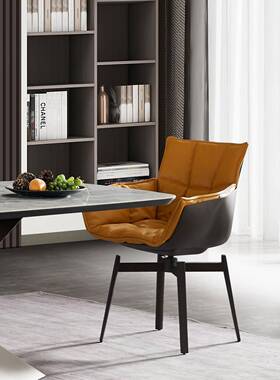意式极简休设闲带扶手椅可子LTA家用旋转书桌椅计师轻中古奢肌肉