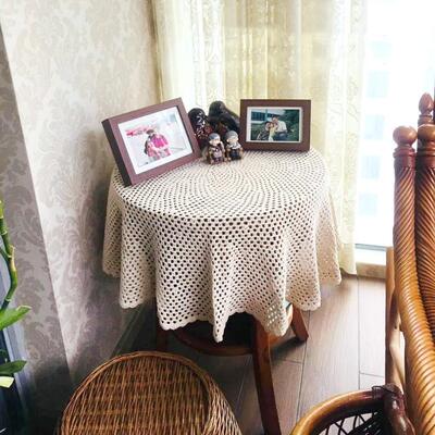 纯棉线手工钩针布钩花织简约式欧中LGI式美编复古镂空蕾丝圆桌米