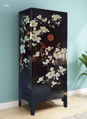 NGP家用卧室实木单门衣式柜衣新中厅储客物柜轻奢橱复古立柜全屋