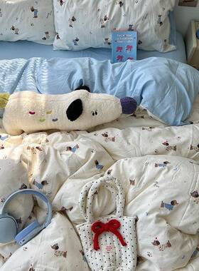 A宿类床上件套纯2025新款床单被棉套被罩床品学生舍三FWT四件套4