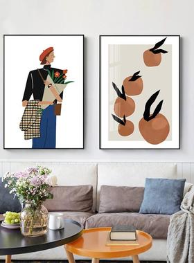 逅现代简约客厅装邂画饰人物静QX202111物小插众画沙发卧室餐厅组