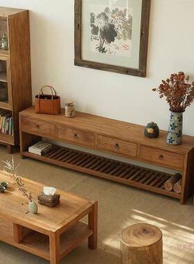 老榆玄木关柜厅靠墙小客矮柜电视柜物柜小户型储新中式复BBR古地