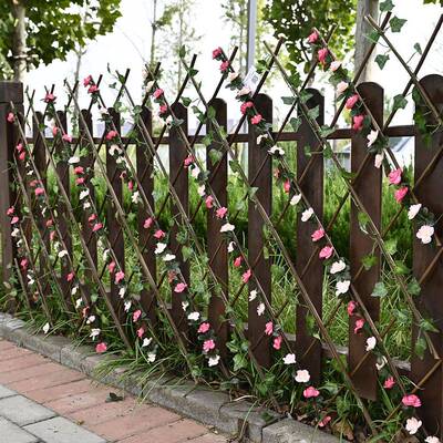 户外栅栏栅公叶园带花菜园实木伸可缩绿植带栏15481造景折叠带花