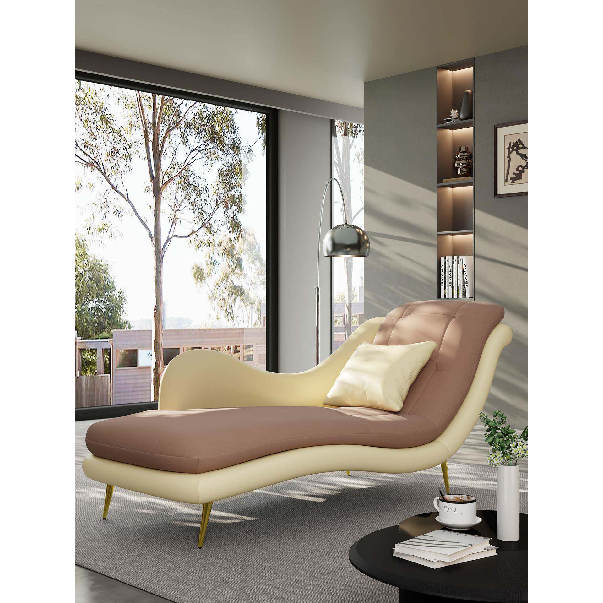 ?妃轻奢贵形妃榻现代别墅客厅贵位沙人F06发民宿弧贵妃椅懒躺椅沙