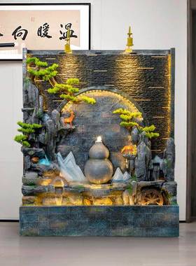水幕墙喷流水屏假山循环水景葫芦NRY泉装风饰招财风水轮客厅庭院