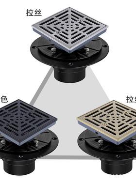 美式304不锈钢4ich隐房形地漏带法兰防臭地漏量n86507淋浴大排地