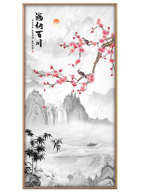 入玄关画装饰海户纳百川画竖版过道走廊挂字画老板I142办公室墙画