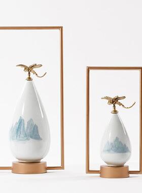 中式陶瓷摆件家品居客厅玄关博古架HSQ书房创风意装饰新古典工新