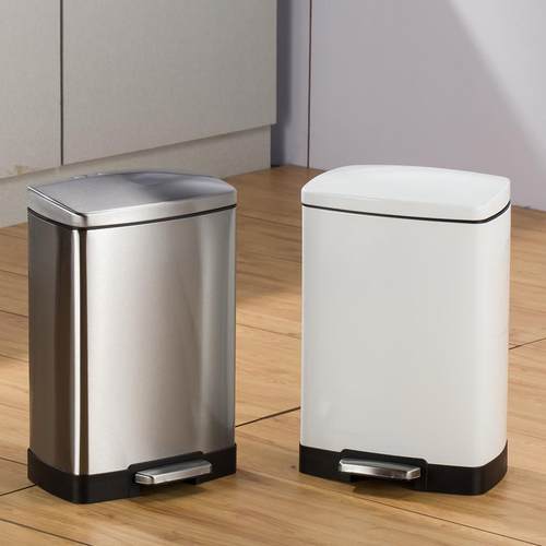 欧不客锈垃圾桶QBW长方家用脚踏钢商用办公酒店厅厨房浴室卫式生