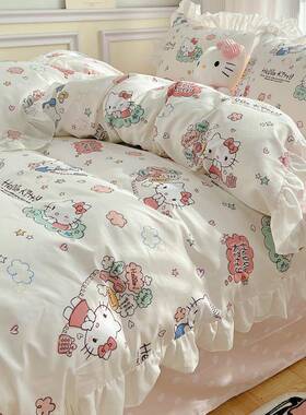 公主纯棉床上四件套儿童套人学生宿舍床品风床单床笠三被F769HSJT