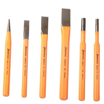 钢盾S0800412件系套凿冲凿列木工石工0凿雕刻工具WUA扁凿圆锥冲