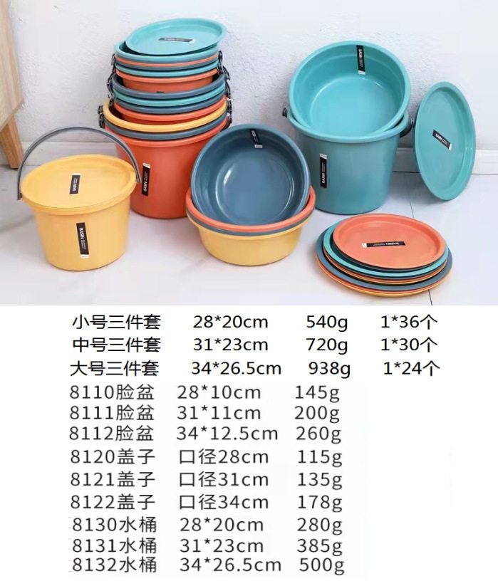 小号 中号 大号 脸盆 水桶 盖子三件套 塑料PP   1箱起批