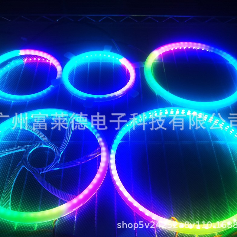 汽车车内LED幻彩APP流光 音乐节奏灯氛围灯配套喇叭圈4个一组