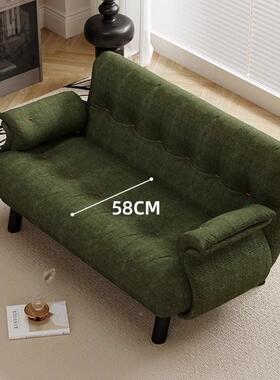 PTE慵懒型直排沙发创小户型闲艺休椅白色中古奶油风卧布室单意人