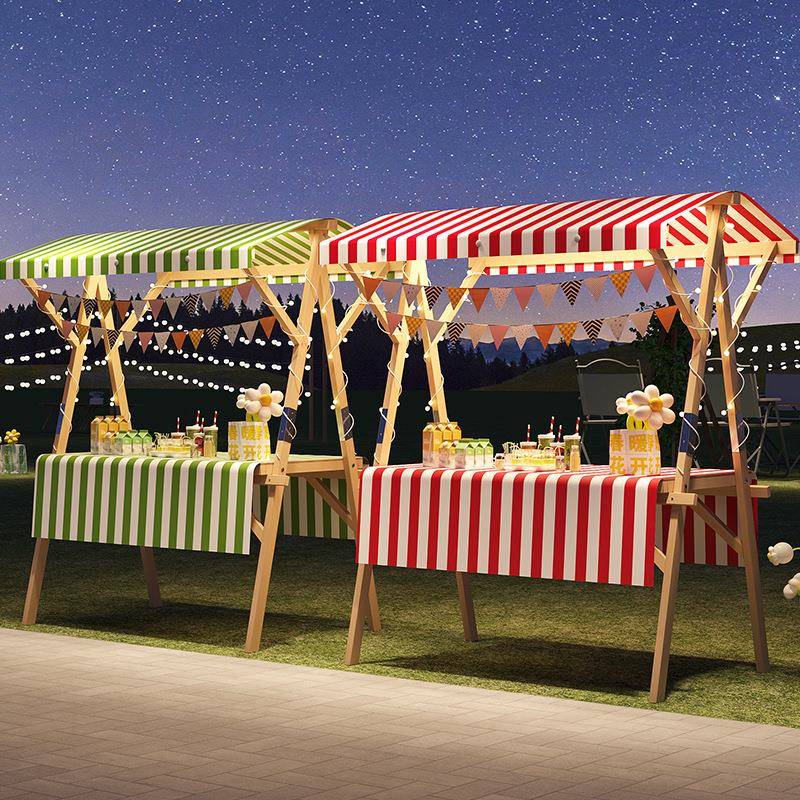 摊位FUU移动可折叠夜市集市架子户木外棚架摊展示实制促销花车哚